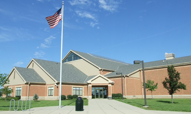 front elevation of school building